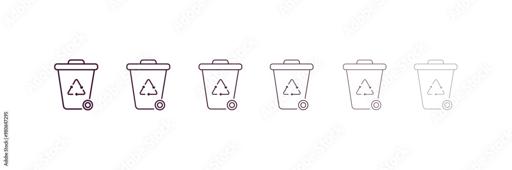 Aufkleber recycling container outline icon. linear vector from user interface concept. 6 different line style 