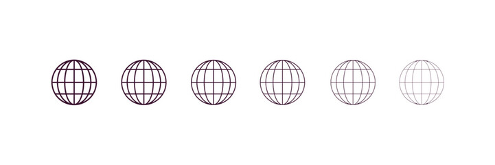 worldgrid outline icon. Linear vector from user interface concept. 6 different line style worldgrid icon included thin, light, regular, medium, bold, black