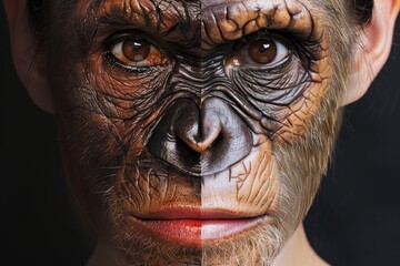 Side-by-side comparison of human and primate lips, illustrating the similarities and differences in facial structure and evolution between species.