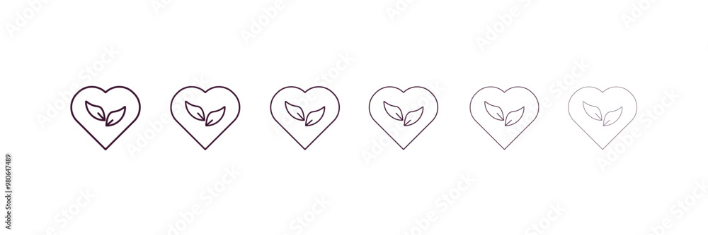 Poster ecologic heart outline icon. linear vector from user interface concept. 6 different line style ecolo