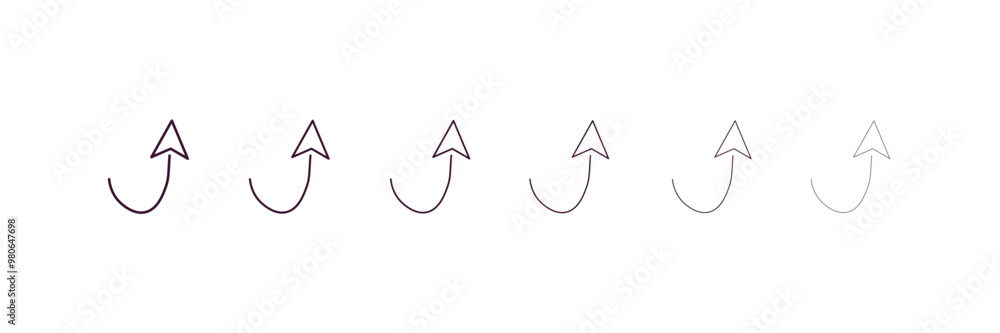 Poster semicircular up arrow outline icon. linear vector from user interface concept. 6 different line styl