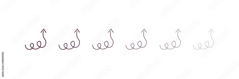 Poster up arrow with scribble outline icon. linear vector from user interface concept. 6 different line sty