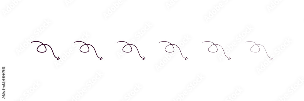Poster swirly arrow outline icon. linear vector from user interface concept. 6 different line style swirly 