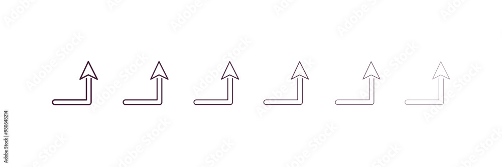 Aufkleber turn up arrow outline icon. linear vector from user interface concept. 6 different line style turn u