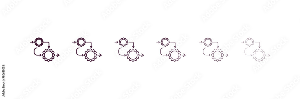 Poster evolution outline icon. linear vector from user interface concept. 6 different line style evolution 