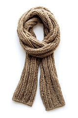Soft, warm knitted scarf against a white backdrop