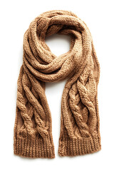 Soft, warm knitted scarf against a white backdrop