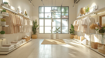 A no-frills boutique specializing in women intimate apparel, featuring a basic minimalist design. Generative AI.