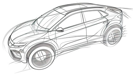 Fototapeta premium Car Concept Architect Blueprint