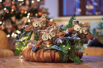 Christmas decor with owls