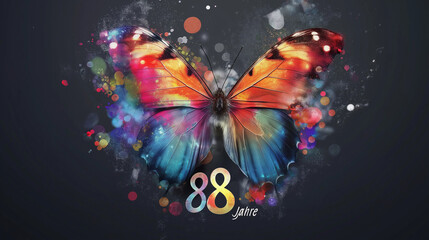 Geburtstagskarte zum 88. Geburtstag Jubiläum Schmetterling Generative AI