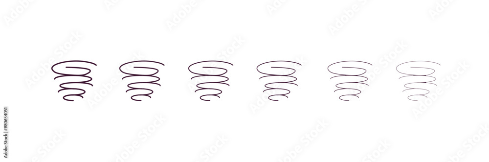 Poster tornado outline icon. linear vector from weather concept. 6 different line style tornado icon includ