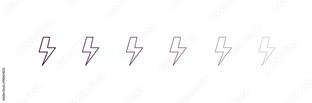 Aufkleber bolt outline icon. linear vector from weather concept. 6 different line style bolt icon included thi
