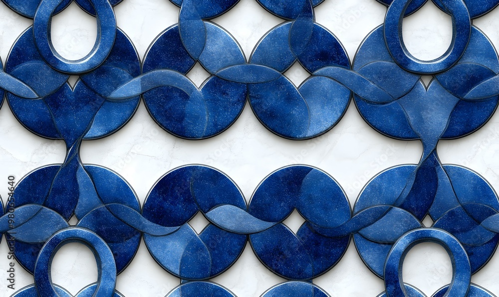 Poster geometric harmony, a vibrant display of repeating tile patterns, showcasing intricate shapes and col