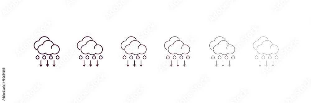 Poster convergence outline icon. linear vector from weather concept. 6 different line style convergence ico