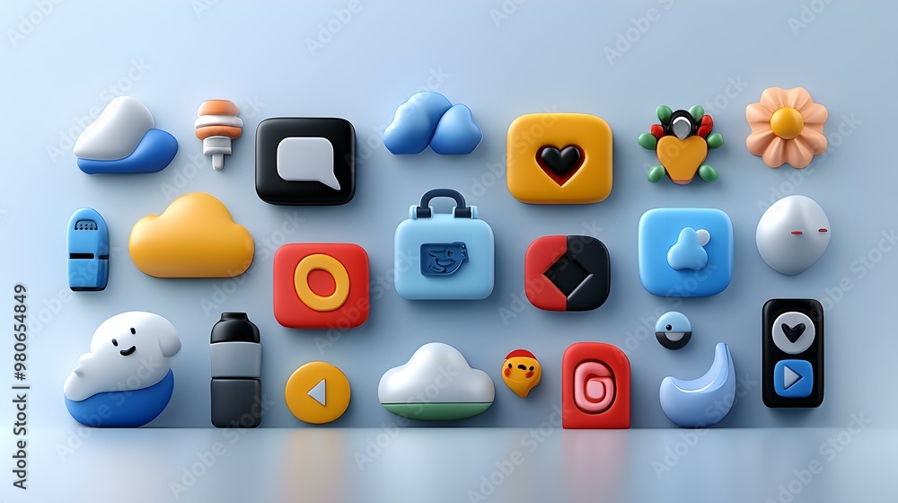 Poster modern ui icon collection, a sleek assortment of user interface elements designed for contemporary d