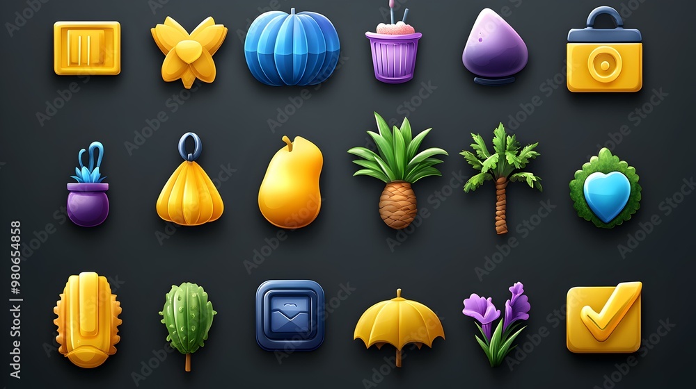 Poster modern user interface icon set, sleek icons for various applications, enhancing digital experiences,