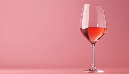 Elegant glass of rose wine against a soft pink background, perfect for wine lovers and romantic settings.