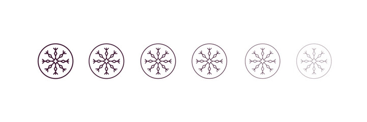 icy outline icon. Linear vector from weather concept. 6 different line style icy icon included thin, light, regular, medium, bold, black