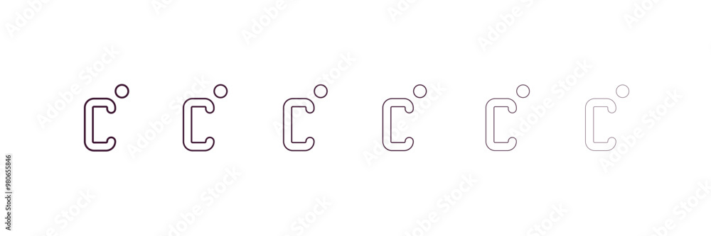 Poster celsius outline icon. linear vector from weather concept. 6 different line style celsius icon includ