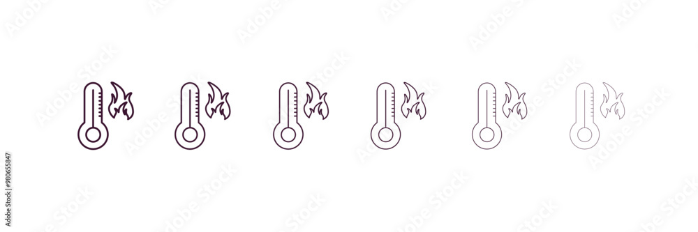 Poster warm outline icon. linear vector from weather concept. 6 different line style warm icon included thi