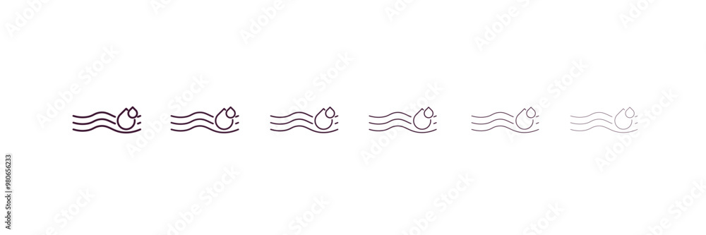 Poster humidity outline icon. linear vector from weather concept. 6 different line style humidity icon incl