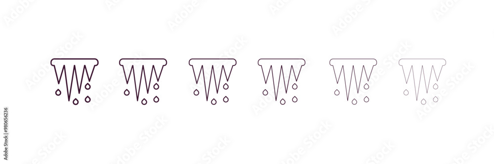 Poster icicle outline icon. linear vector from weather concept. 6 different line style icicle icon included