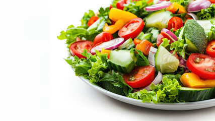 Fresh and vibrant vegetable salad with colorful ingredients arranged in a bowl, perfect for healthy eating and meal prep.
