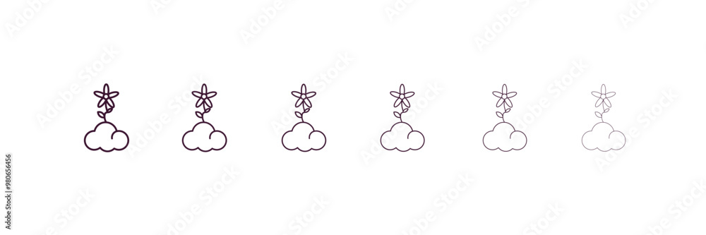 Poster spring outline icon. linear vector from weather concept. 6 different line style spring icon included