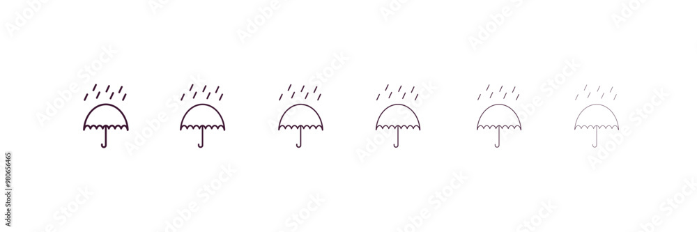Poster umbrella outline icon. linear vector from weather concept. 6 different line style umbrella icon incl