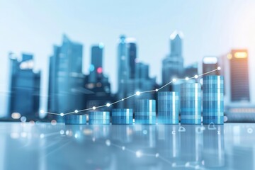 Business graph transforming into a digital skyline, economic growth, urban business development