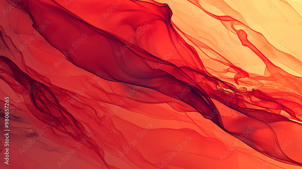 Poster abstract red and orange background with colors flowing and forming waves with no other elements