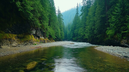 Obraz premium Mountain River in the wood 