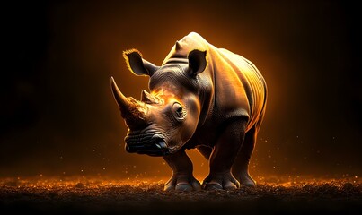 Endangered Black Rhino in Sanctuary, a majestic creature grazing peacefully in a protected habitat, highlighting conservation efforts for wildlife preservation