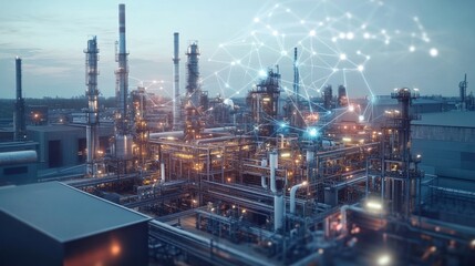 Fototapeta premium Industrial Complex with Networked Connections