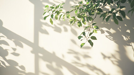  Beautiful background Minimalistic light background with blurred foliage shadow on a white wall