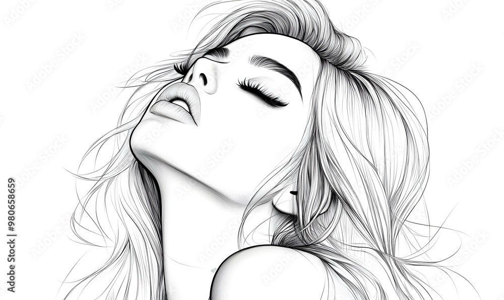 Poster minimalist line art, elegant continuous line illustrations capturing the essence of simplicity and c