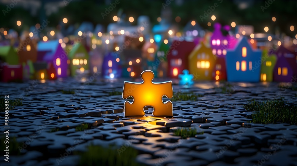 Aufkleber harmony in connection, a puzzle piece fitting perfectly into place, symbolizing unity and the profou