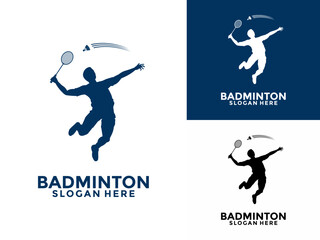 Badminton logo design icon .Badminton sport logo template vector, Sport club badminton logo with Player concept