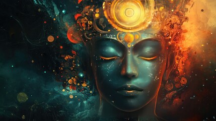 Fusion of Indian traditions and modern technology, represented by digital artwork with space for copy.