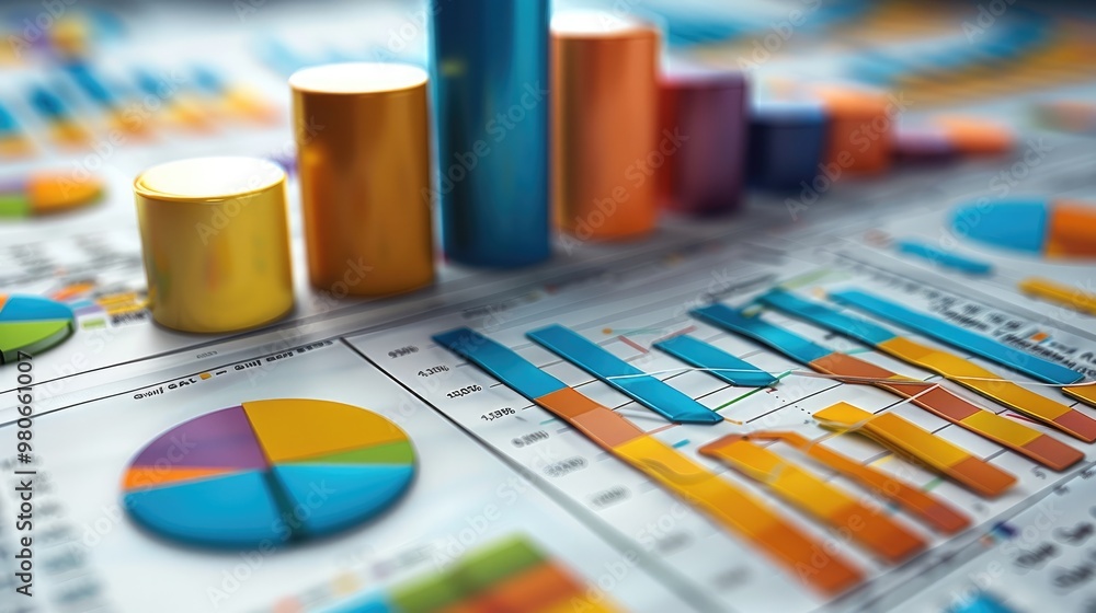 Poster Chart Analysis Program, business report. Generative AI.