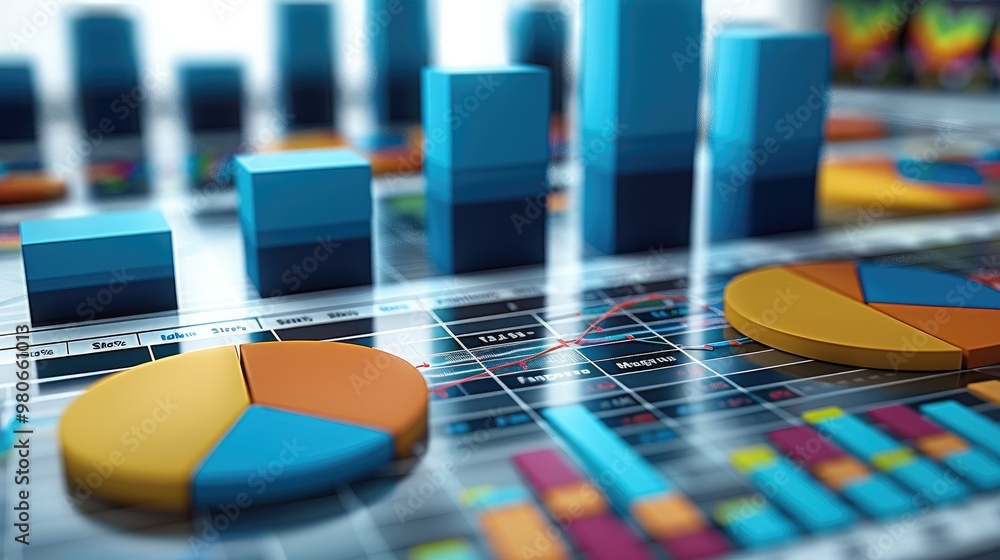 Poster Chart Analysis Program, business report. Generative AI.