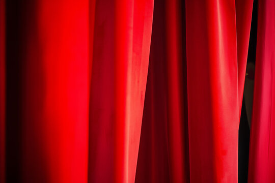 Red velvet theater curtain, wallpapers, copyspace