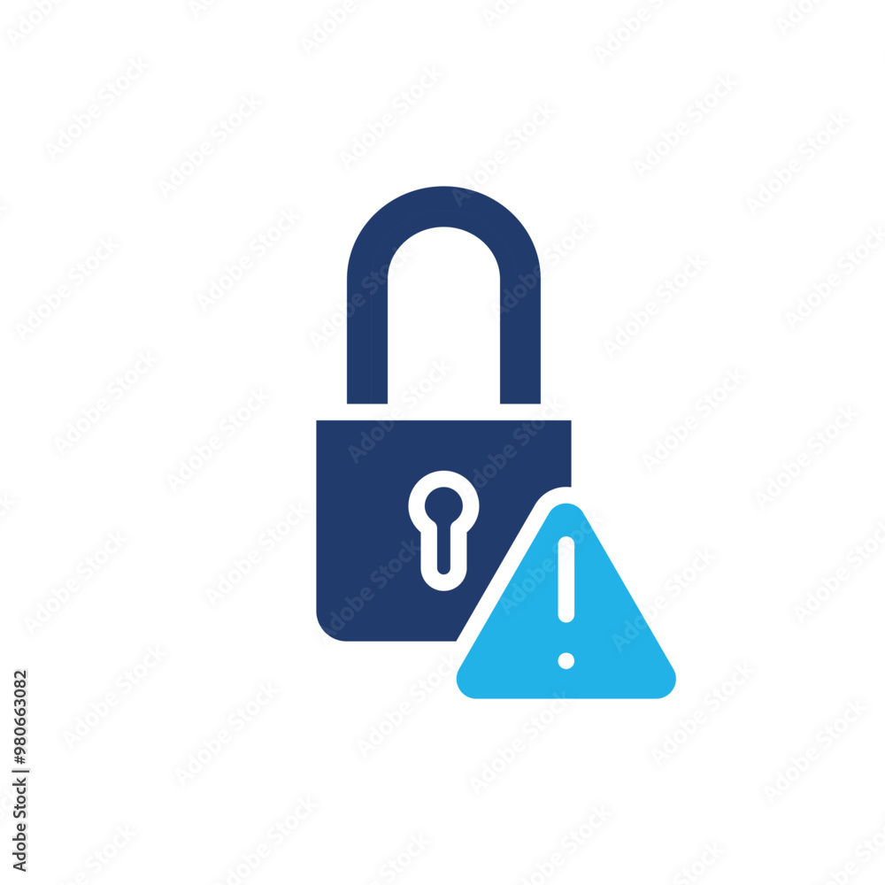 Poster pad lock with exlamation mark colored icon vector design good for web or mobile app