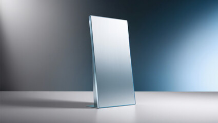 Rectangular metallic sign with blurred gradient background