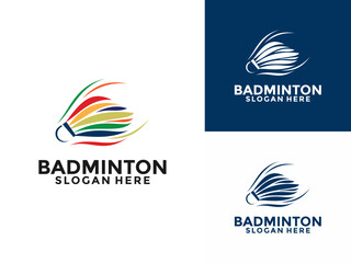 Badminton logo design icon .Badminton sport logo template vector, Sport club badminton logo with shuttlecock concept