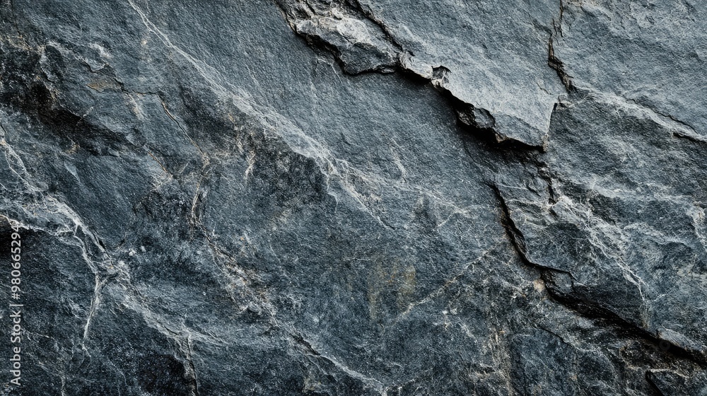 Poster a textured dark gray stone surface with visible grains and cracks, creating a rough and natural back