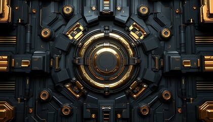 Fototapeta premium Abstract Futuristic Black and Gold Geometric Pattern