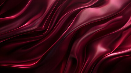 Obraz premium Dark red waves on black background, elegant flowing curves with deep tones, abstract wavy design for moody and sophisticated digital art, perfect for modern and minimalistic themes 