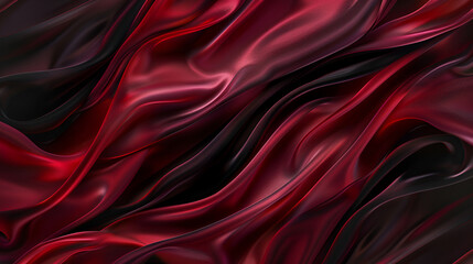 Dark red waves on black background, elegant flowing curves with deep tones, abstract wavy design for moody and sophisticated digital art, perfect for modern and minimalistic themes 